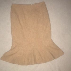 David Meister Wool Blend Ruffle Hem Skirt